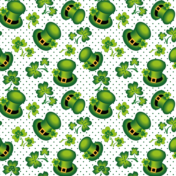 St Patrick’s Green Top Hats and Shamrocks seamless PBR texture preview