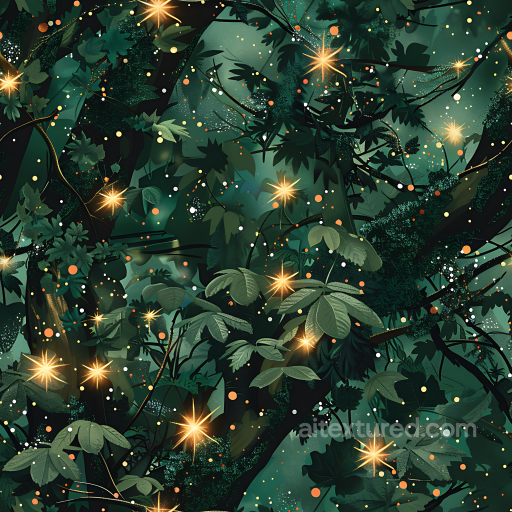 Jungle Camouflage PBR Texture Featuring Lush Green Foliage and Subtle Glowing Highlights seamless Color Camouflage PBR texture