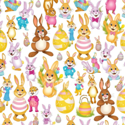 seamless Seamless 3D PBR Texture Featuring Colorful Easter Bunnies and Decorative Eggs texture 8k free download PBR