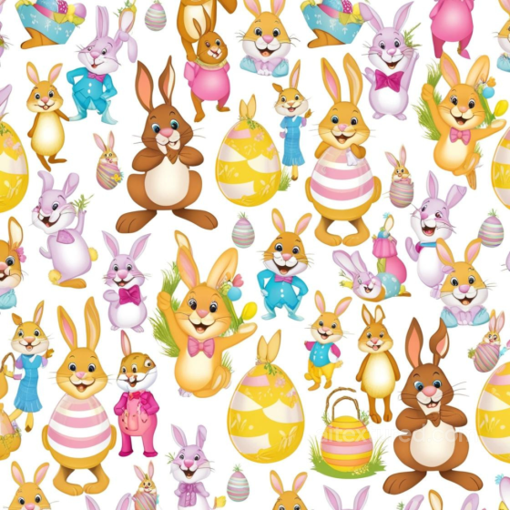 Featuring Colorful Easter Bunnies and Decorative Eggs All Easter Digital paper texture preview
