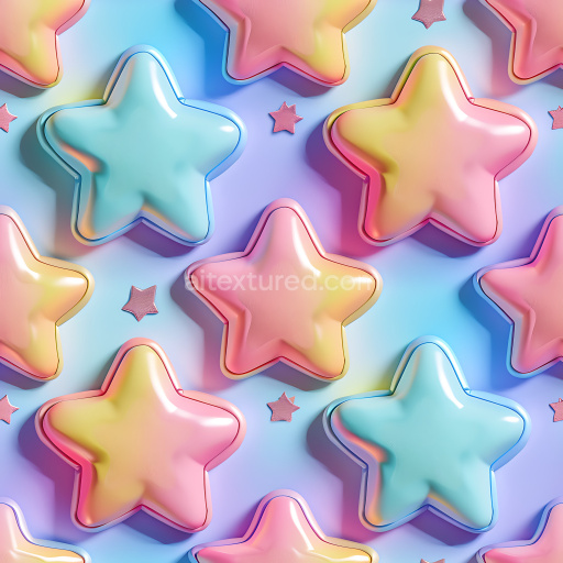 Seamless 3D Inflated Star-Shaped Vinyl PBR Texture in Pastel Gradient Colors
