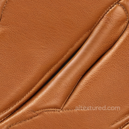 Tan Pebbled Leather PBR Texture with Stitching Details and Glossy Finish seamless Leather PBR texture