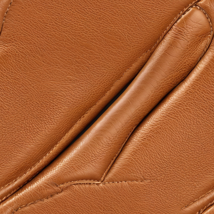 Tan Pebbled Leather with Stitching Details and Glossy Finish seamless PBR texture preview