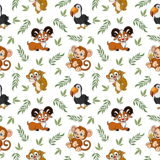 Pattern PBR Texture Featuring Playful Cartoon Animals with Leafy Green Motifs seamless Pattern Bundle PBR texture