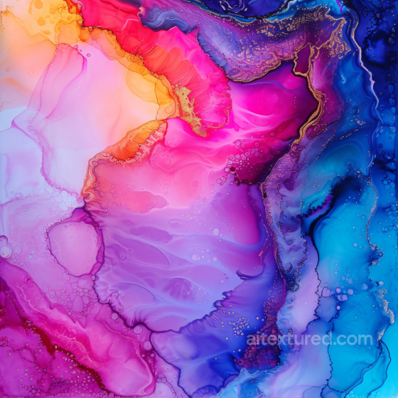 Alcohol Ink PBR Texture with Vibrant Pink, Purple, and Blue Fluid Waves Alcohol ink texture preview