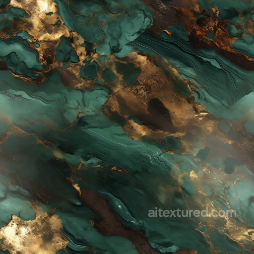 Brown and Green Marble PBR Texture with Golden Highlights seamless Marble PBR texture