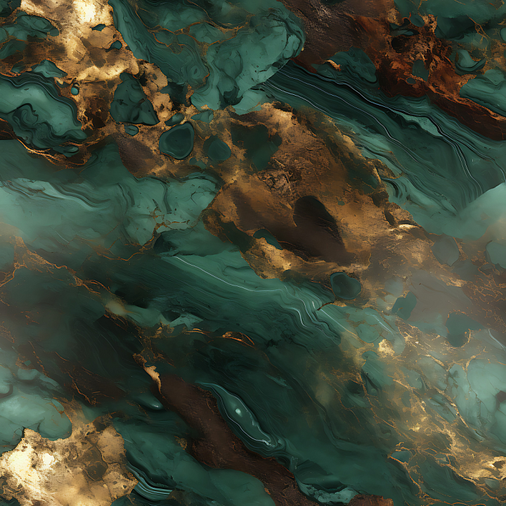 Brown and Green Marble with Golden Highlights seamless PBR texture preview