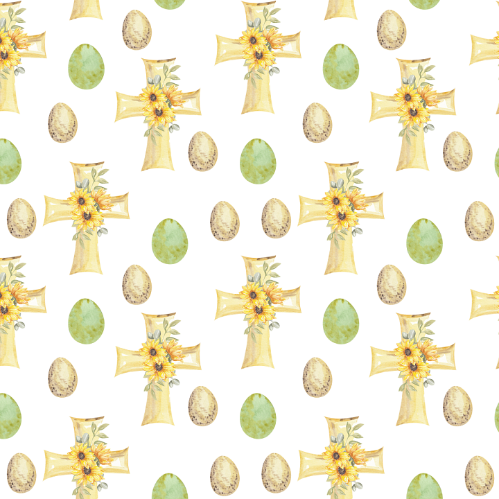 Featuring Vintage Crosses with Sunflowers and Speckled Easter Eggs seamless PBR texture preview