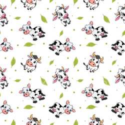 Pattern Bundle - Seamless 3D Pattern PBR Texture Featuring Cute Cartoon Cows with Green Leaves texture preview