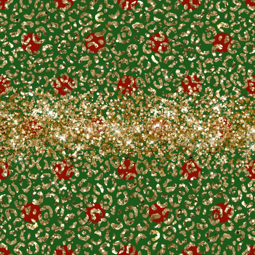 Seamless 3D PBR Texture of Glittery Gold and Red Christmas Digital Paper