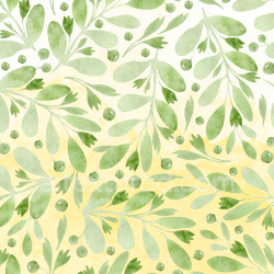 seamless Seamless 3D PBR Watercolor Greenery Texture Featuring Soft Green Leaves on Yellow Background texture 8k free download PBR