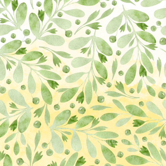 Watercolor Greenery Texture Featuring Soft Green Leaves on Yellow Background watercolor greenery texture preview