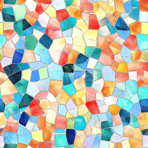 Seamless 3D Mosaic PBR Texture with Irregular Multicolor Ceramic Tiles texture preview