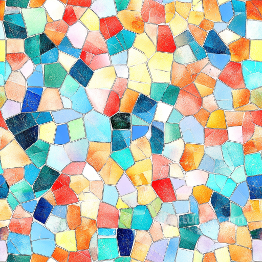 Mosaic PBR Texture with Irregular Multicolor Ceramic Tiles seamless Mosaic PBR texture