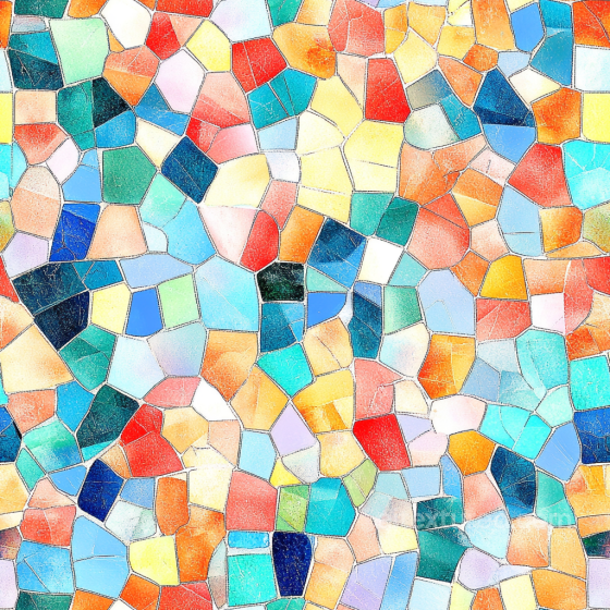 Mosaic PBR Texture with Irregular Multicolor Ceramic Tiles Mosaic texture preview