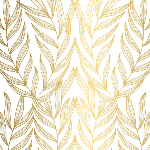 White and Gold Leaf Pattern Texture with Elegant Linework seamless White & Gold PBR texture