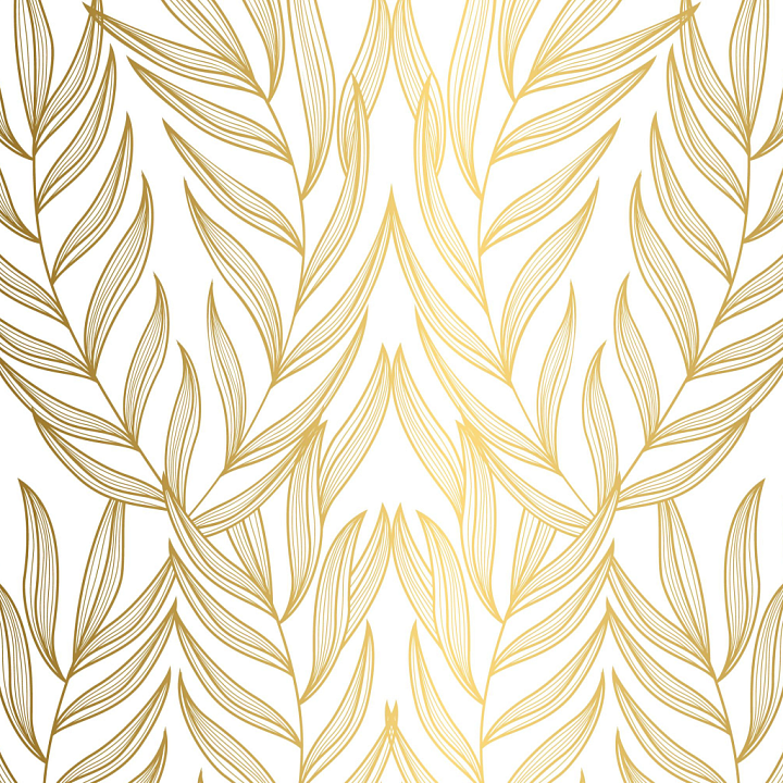 White and Gold Leaf Pattern with Elegant Linework seamless PBR texture preview