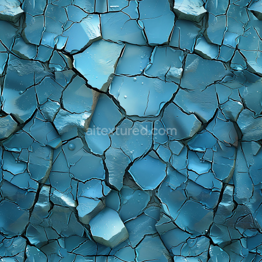 Seamless 3D Cracked Blue Paint Texture with Detailed Peeling and Cracks PBR Material