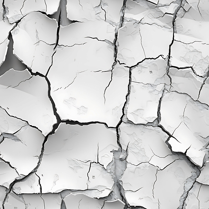 White Plaster Cracked & Holes with Jagged Fractures seamless PBR texture preview