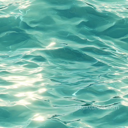 Water Texture with Stylized Turquoise Ocean Waves and Glossy Highlights seamless Water PBR texture