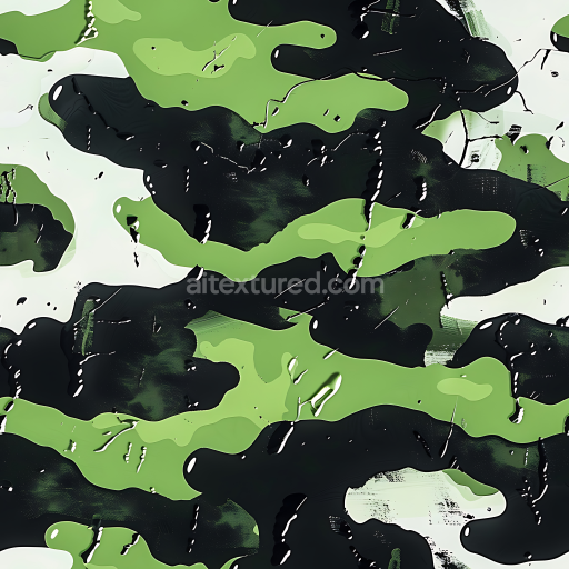 Seamless 3D woodland camouflage PBR texture with painted acrylic overlay