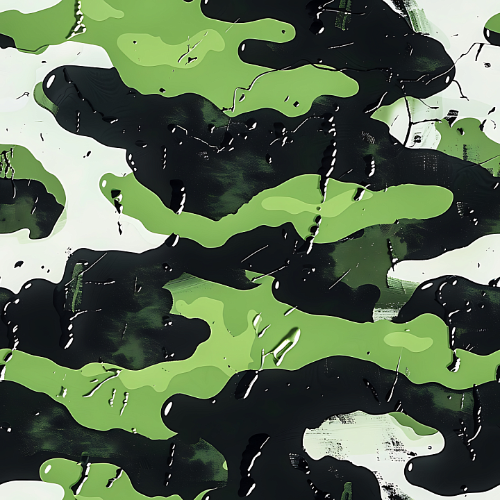 Woodland Camouflage With Painted Acrylic Overlay seamless PBR texture preview