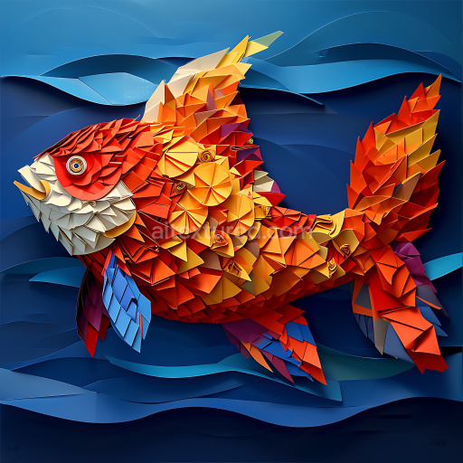 Seamless 3D PBR Texture Featuring Vibrant Origami-Style Barramundi Fish Scales