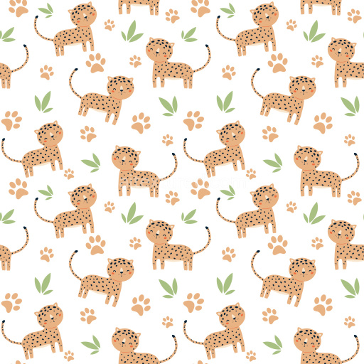 Pattern Bundle - Seamless 3D Pattern PBR Texture Featuring Playful Leopard Motifs with Leaf Accents texture preview