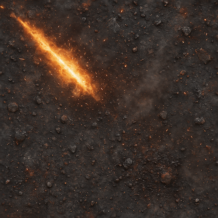Displaying Fire Flare With Scorched Earth And Gunpowder Residue seamless PBR texture preview