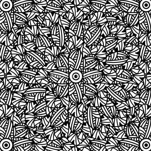 Seamless 3D PBR Texture Featuring Monochrome Hand-Drawn Floral Pattern