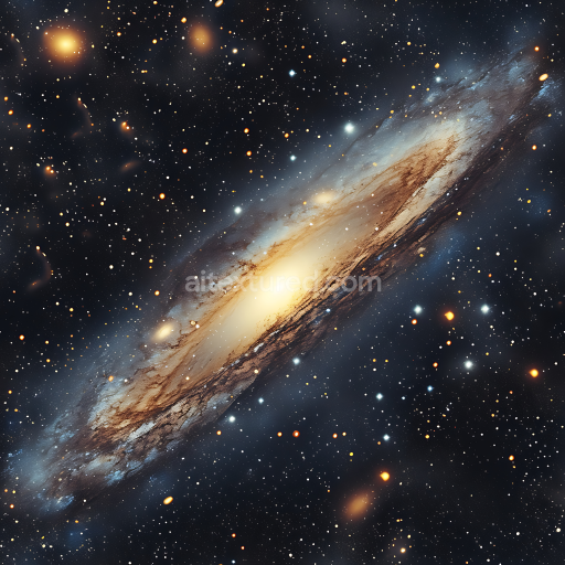Seamless 3D Space PBR Texture Featuring Luminous Spiral Galaxy with Starfield