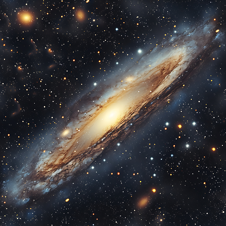 Space Featuring Luminous Spiral Galaxy with Starfield seamless PBR texture preview