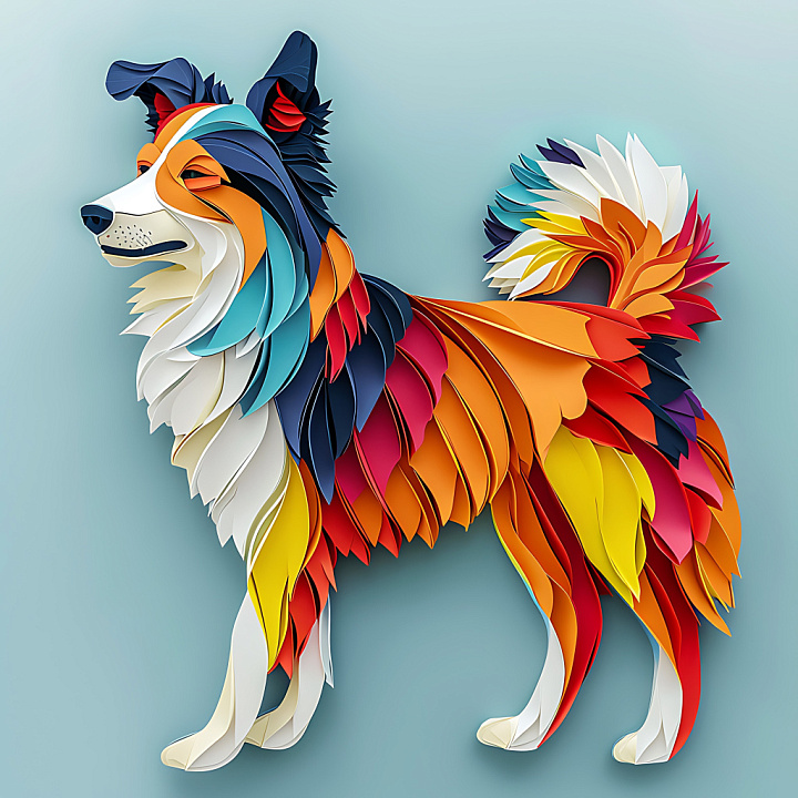 Featuring Stylized Colorful Layered Fur of a Border Collie seamless PBR texture preview