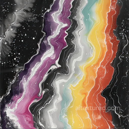 Alcohol Ink PBR Texture Featuring Vibrant Rainbow Fluid Waves and Organic Veins seamless Alcohol ink PBR texture
