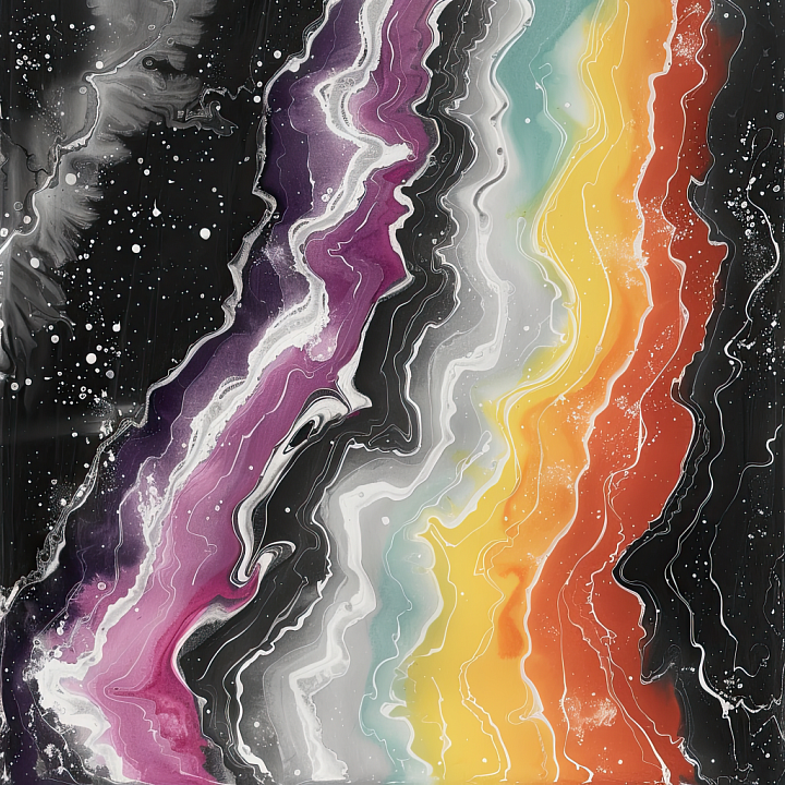 Alcohol Ink Featuring Vibrant Rainbow Fluid Waves and Organic Veins seamless PBR texture preview