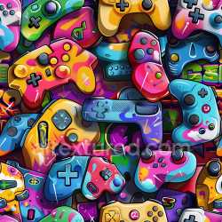 seamless Seamless 3D PBR Texture Featuring Vibrant Graffiti Gaming Controllers texture 8k free download PBR