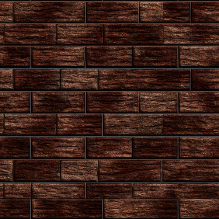 Dark Brown Cracked Brick Wall with Rough Surface seamless PBR texture preview