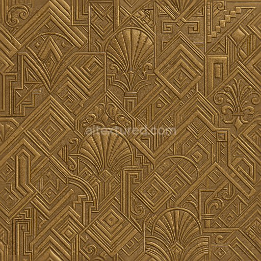 Seamless 3d texture pbr 8k art deco geometric wallpaper with metallic brocade and satin embossed highlights