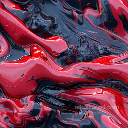 Seamless 3D PBR Texture of Glossy Red-Black Liquid Swirls texture preview
