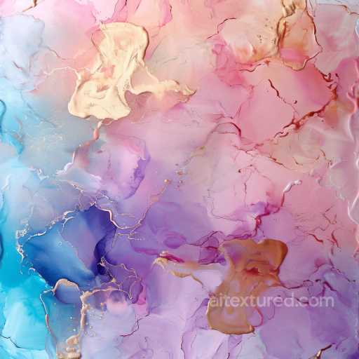 Alcohol Ink PBR Texture with Pink Lilac Hues and Gold Veins seamless Alcohol ink PBR texture