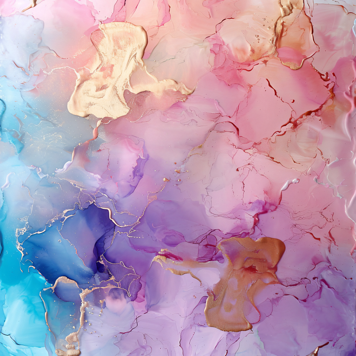 Alcohol Ink with Pink Lilac Hues and Gold Veins seamless PBR texture preview