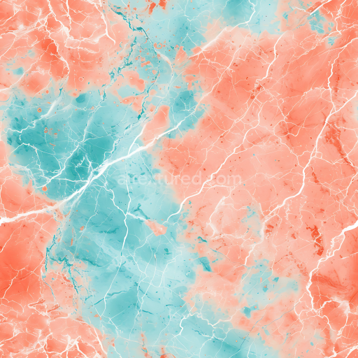 Seamless 3D Coral and Aqua Marble PBR Texture with Vivid Pastel Veins