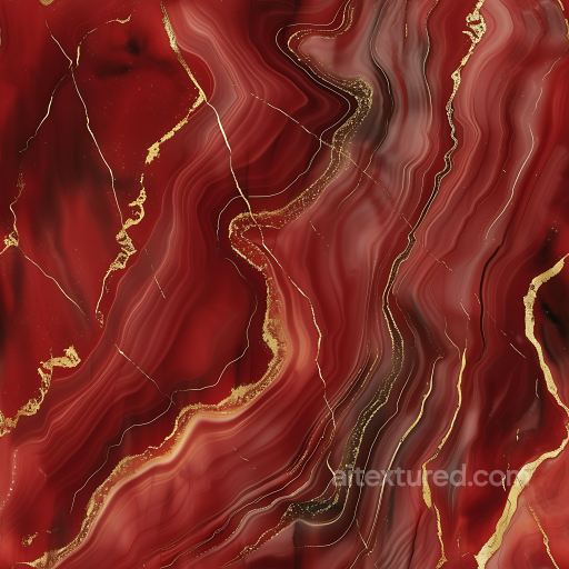 Red Marble PBR Texture with Glossy Gold Vein Details seamless Marble PBR texture