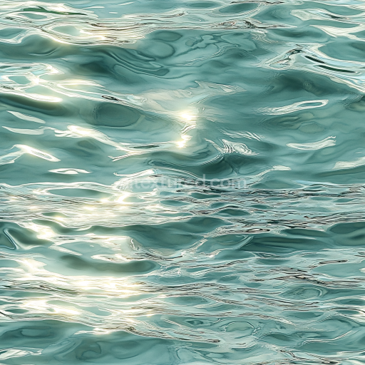 Seamless 3D Water PBR Texture of Calm Turquoise Ocean Surface with Gentle Waves