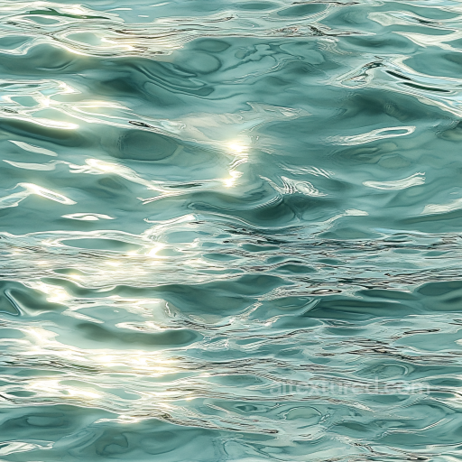 Water PBR Texture of Calm Turquoise Ocean Surface with Gentle Waves seamless Water PBR texture