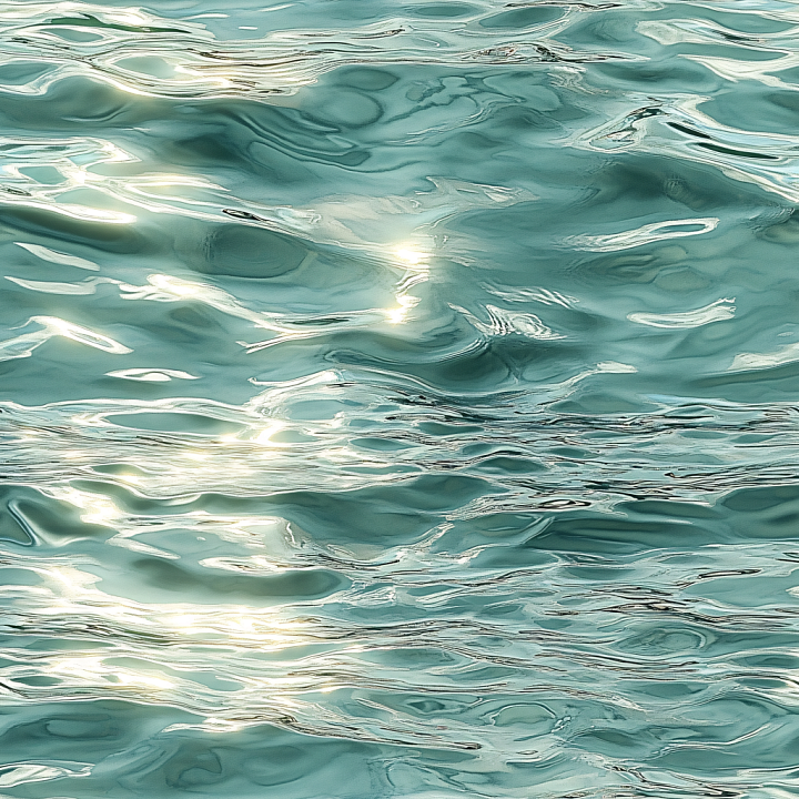 Water of Calm Turquoise Ocean Surface with Gentle Waves seamless PBR texture preview