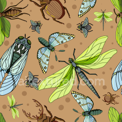 seamless Seamless 3D PBR Texture Featuring Colorful Dragonfly and Insect Pattern texture 8k free download PBR