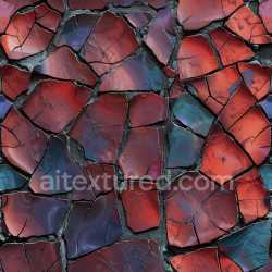 seamless Seamless 3D cracked and broken ceramic tile PBR texture in rich red and blue hues texture 8k free download PBR