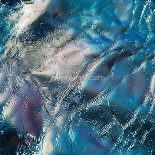 Seamless 3D Glossy Cracked Blue Leather PBR Texture with Fine Grain and Wrinkles