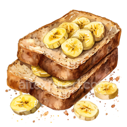seamless Watercolor Banana Bread Slices with Banana Topping Breakfast Illustration texture 8k free download PBR